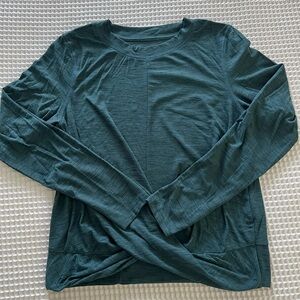 Old Navy Activewear Teal Longsleeve with Cross Waist Detail - medium